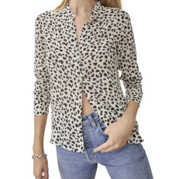 Reformation Violet Blouse In Ocelot Shirt Womens Size Small Button Down - Picture 5 of 7